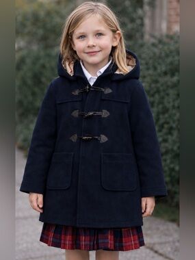Burberry Girls Toggle Nova Check Button Zip Up Hooded Coat Jacket